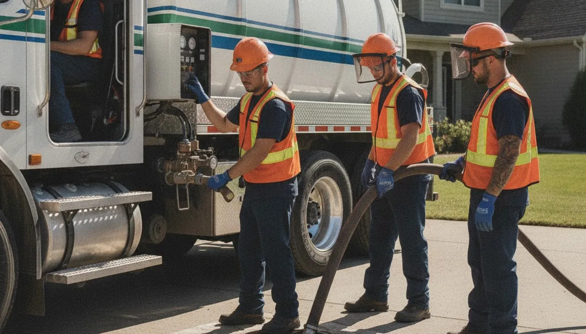 Austin, TX plumber pumping septic tank for home plumbing maintenance