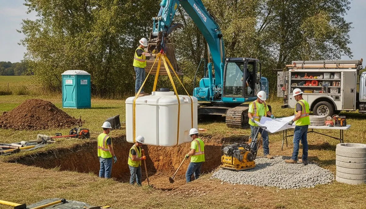 Septic tank installation in Austin, TX by On Call Plumbers for residential plumbing service